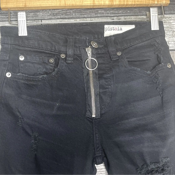 Pistola Womens Jeans Size 24 Black Distressed Skinny Ankle Length Stretch Fit 00 - Picture 5 of 11